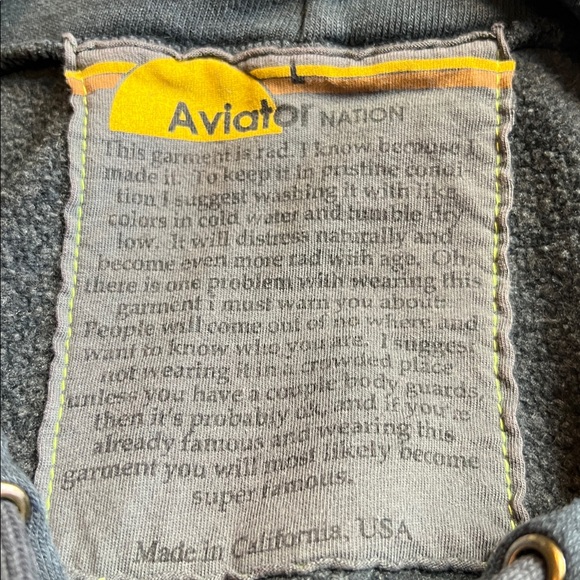 AVIATOR MEN’S NATION RELAXED PULLOVER CHARCOAL HOODIE SZ L - Picture 7 of 13